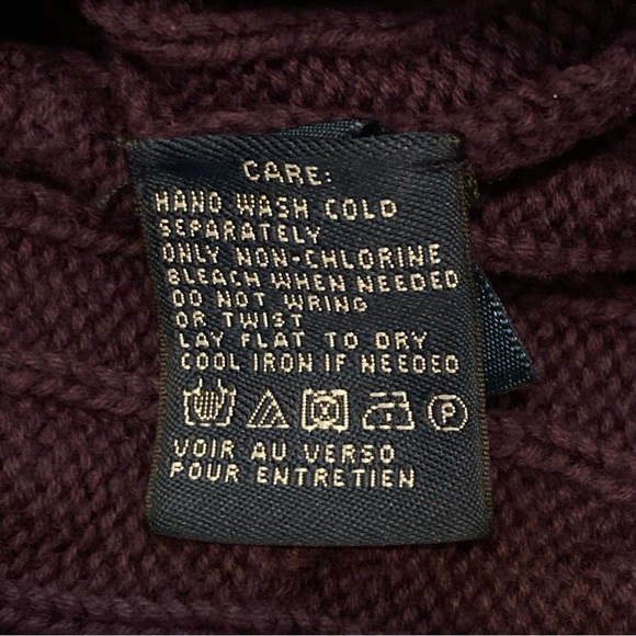 Polo Ralph Lauren Purple Cable V Neck Sweater L - Picture 11 of 11
